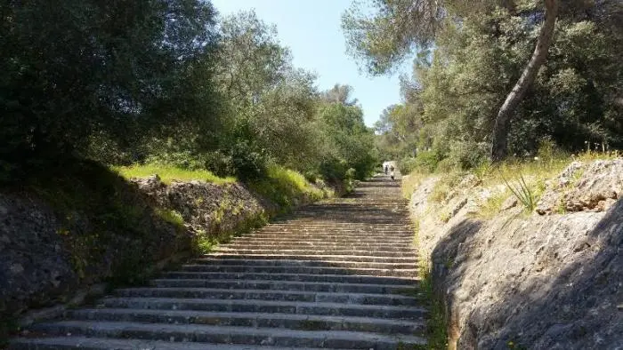 Treppen hoch zum Schloss Bellver